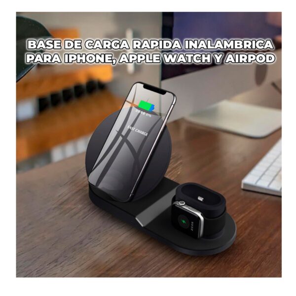 3 En 1 Cargador Inalambrico Compatible Con Samsung Xiaomi Motorola iPhone iWatch AirPods