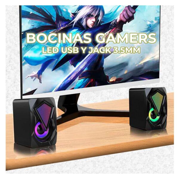 Bocinas Para Computadora Con Luz RGB Conexión USB y 3.5mm