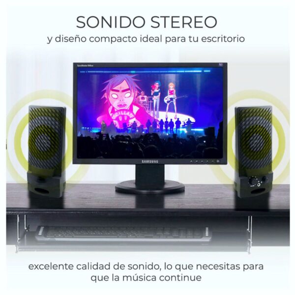 Bocinas De Escritorio Para Computadora Sonido Estereo Conexion USB y 3.5mm
