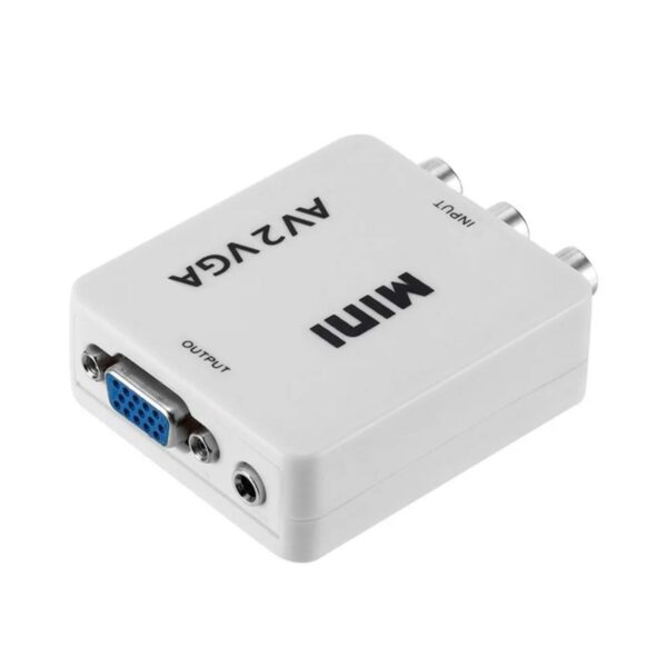 Adaptador Convertidor de Audio y Video RCA a VGA 1080p