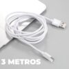 Cable USB V8 de Carga Rápida 3 Metros Micro USB para Android, Cámaras y Accesorios