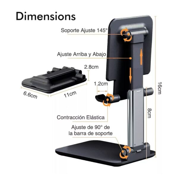 Base Soporte De Escritorio o Mesa Para Celular Tablet Ajustable y Plegable