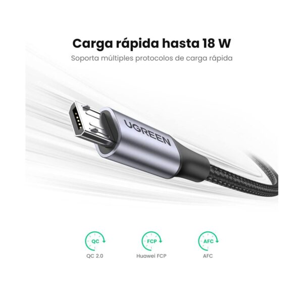 Ugreen Cable Usb A Micro Usb 1Mt QC 2.0 Y 3.0 480Mbps 18W