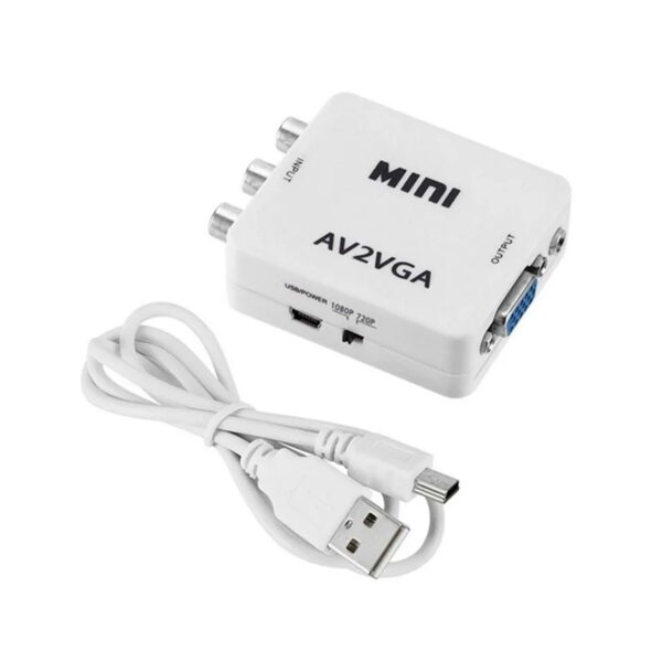 Adaptador Convertidor de Audio y Video RCA a VGA 1080p