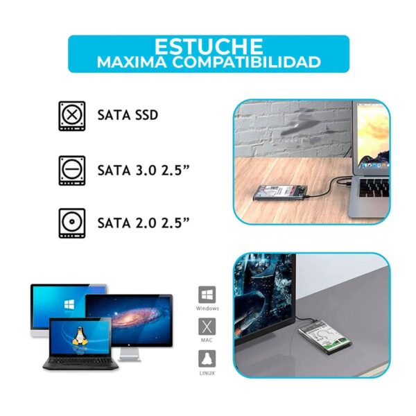 Gabinete Case Carcasa Para Disco Duro o Unidad de Estado Solido Sata 2.5 USB 3.0