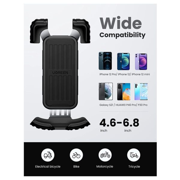 Ugreen Soporte Universal de Moto o Bici para Celular de 4.6 a 6.8 Pulgadas