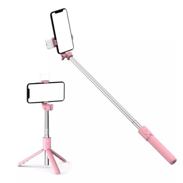 Baston Selfie Stick Con Luz Obturador Remoto Via Bluetooth Función Tripie