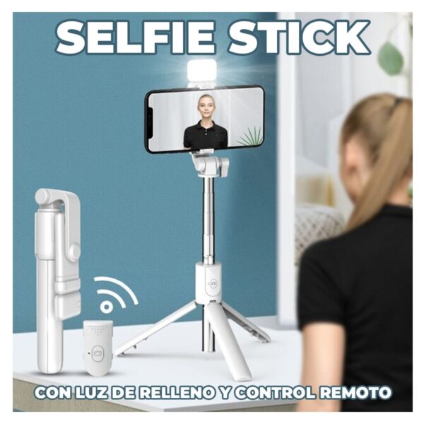 Baston Selfie Stick Con Luz Obturador Remoto Via Bluetooth Función Tripie