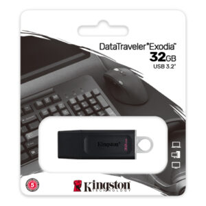 Memoria USB Kingston DataTraveler Exodia, 32GB, USB-A 3.0, Negro