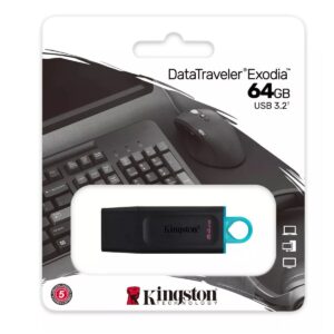Memoria USB Kingston DataTraveler Exodia, 64GB, USB-A 3.0, Negro