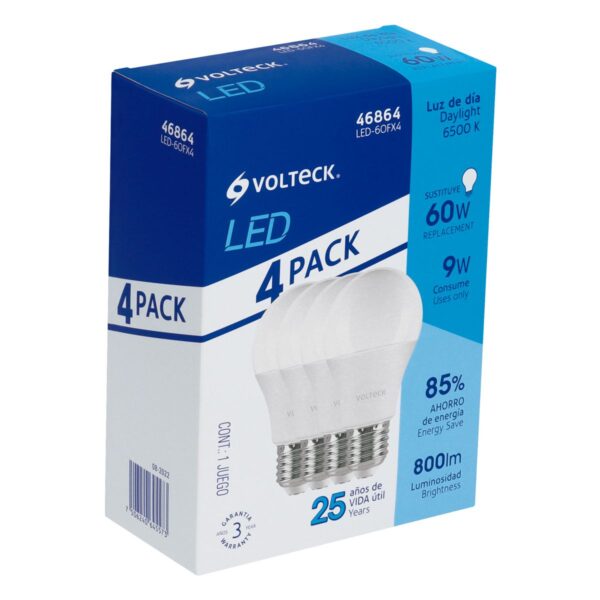 Voltek Paquete De 4 Focos Luz Fria 9W (60W)