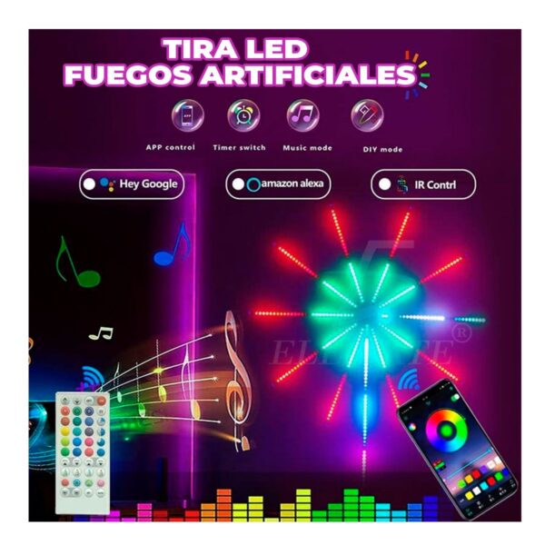 Luces Led USB Tipo Fuegos Artificiales Audioritmicas App y Control Remoto