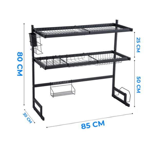Escurridor De Cocina De 85Cm Doble Repisa Con Organizador Para Cubiertos