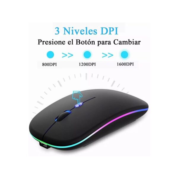 Mouse RGB Inalámbrico Recargable Diseño Slim