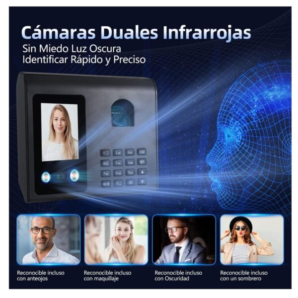 Reloj Checador Con Reconocimiento Facial Y Huella Digital
