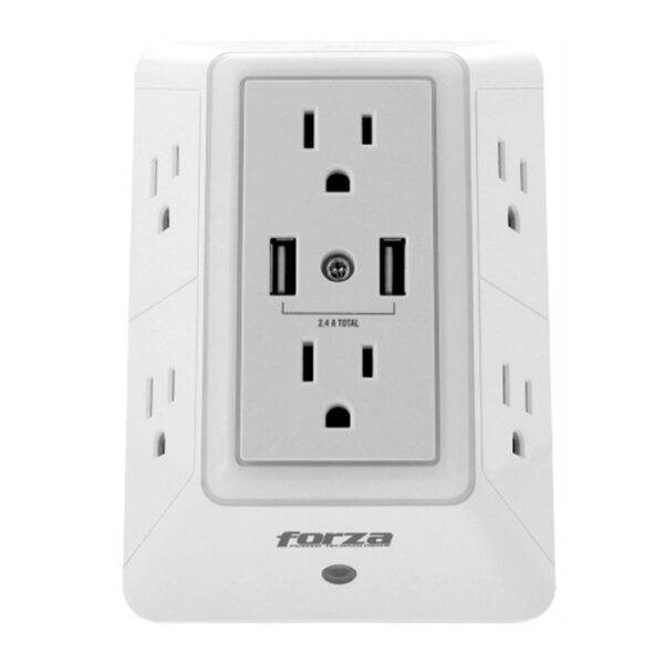Forza Power Tomacorriente Con Supresor De Picos 6 Contactos 2 USB 490j 1875W