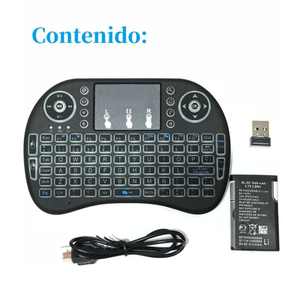 Mini Teclado Español Inalambrico USB 2.4Ghz Recargable Con TouchPad 2 en 1