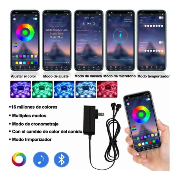 Tira De 10 Metros De Luces LED RGB Control por APP o IR