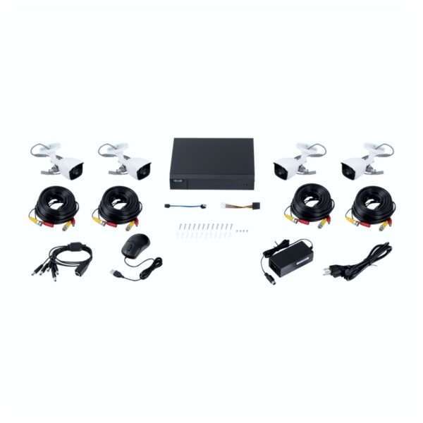 Kit de 4 Cámaras Metálicas Interior o Exterior y DVR de 4 canales + 1 IP HiLook  de HIKVISION