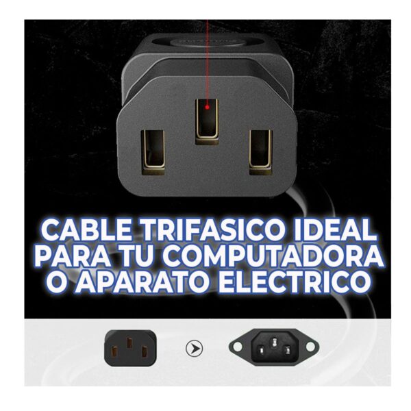 Cable De Corriente Trifasico Para CPU o Monitor 1.5mt