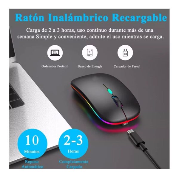 Mouse RGB Inalámbrico Recargable Diseño Slim