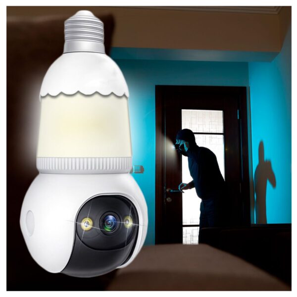 Cámara De Seguridad Tipo Foco De 2 Mp Y 2.4 Ghz 360° Inalámbrica Con Visión Nocturna