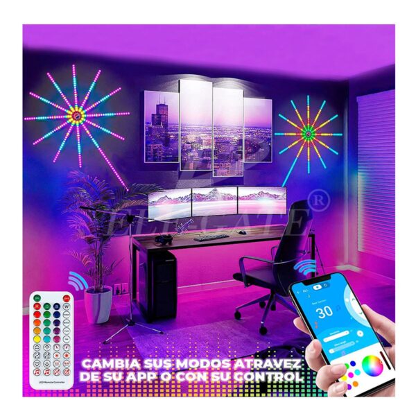Luces Led USB Tipo Fuegos Artificiales Audioritmicas App y Control Remoto
