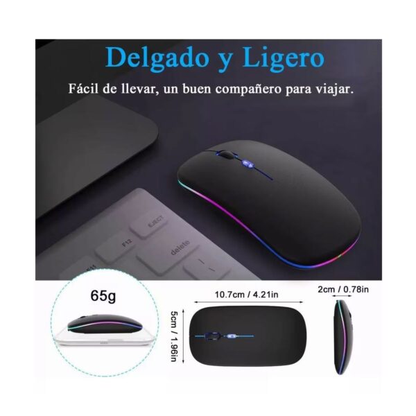 Mouse RGB Inalámbrico Recargable Diseño Slim