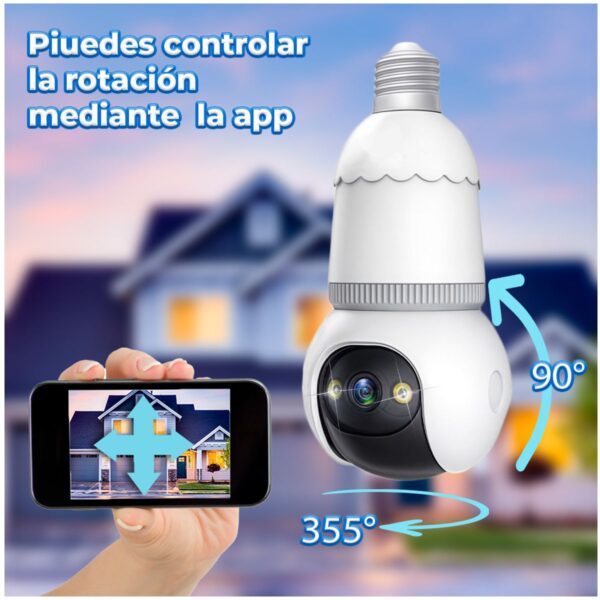 Cámara De Seguridad Tipo Foco De 2 Mp Y 2.4 Ghz 360° Inalámbrica Con Visión Nocturna