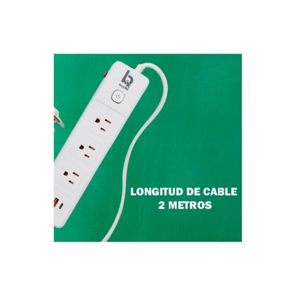 Barra Multicontacto 4 Enchufes, 2 Puertos USB Y 1 Puerto Tipo C