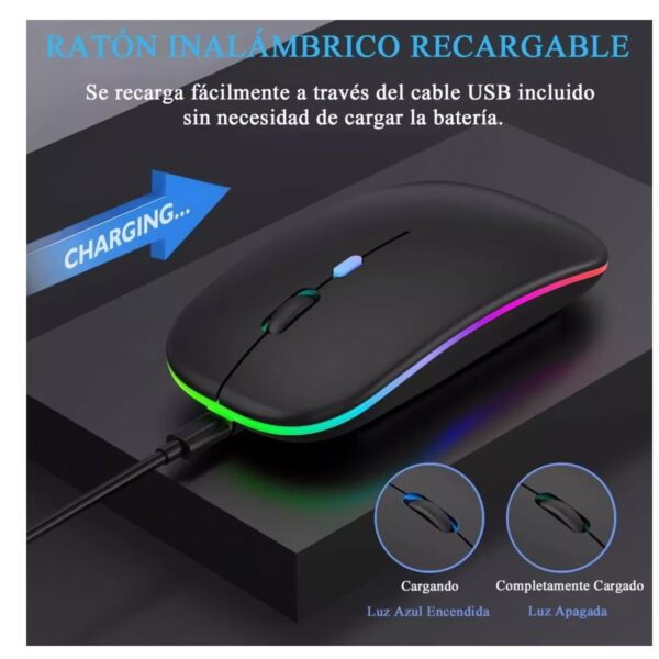Mouse RGB Inalámbrico Recargable Diseño Slim
