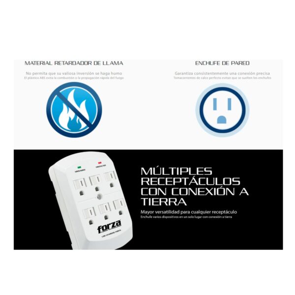 Forza Power Supresor De Picos 6 Contacto 2 USB 1875W
