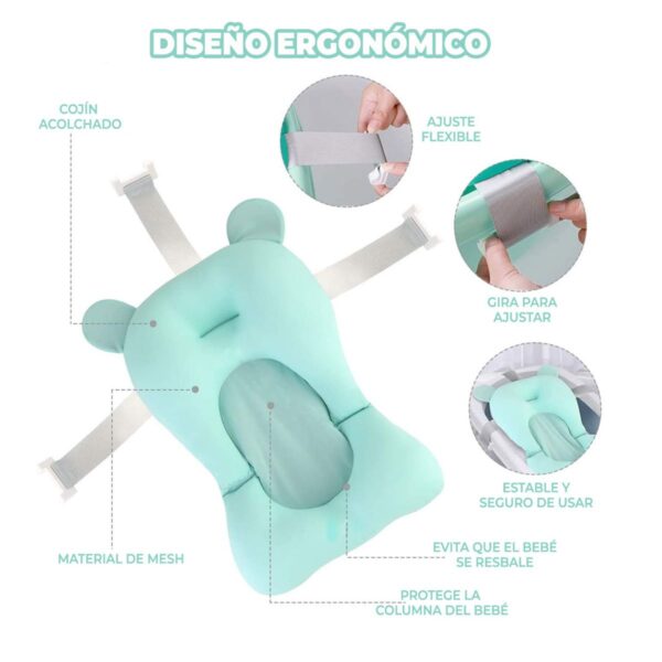 Cojin Para Tina De Baño De Bebe Antideslizante