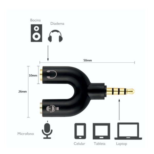 Divisor De Audio Estereo 3.5mm Compatible con PC Laptop o Celular