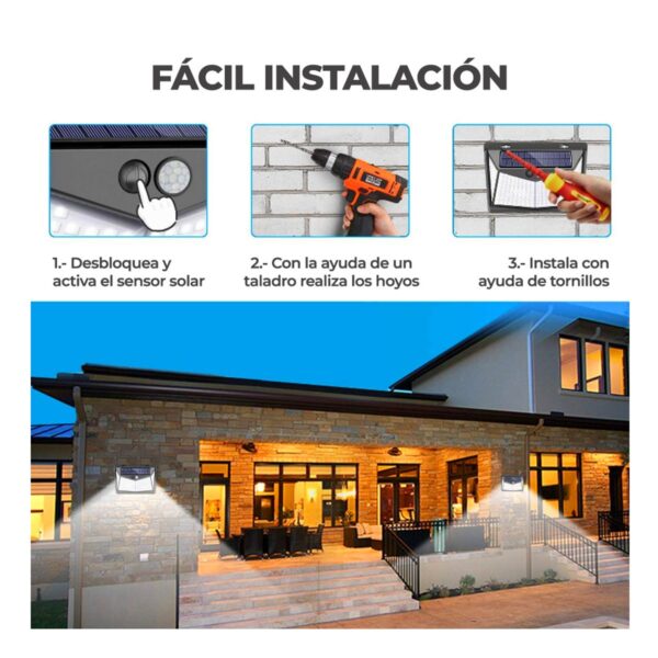 Lampara Luz LED Solar Exterior 4000K Con Sensor de Movimiento