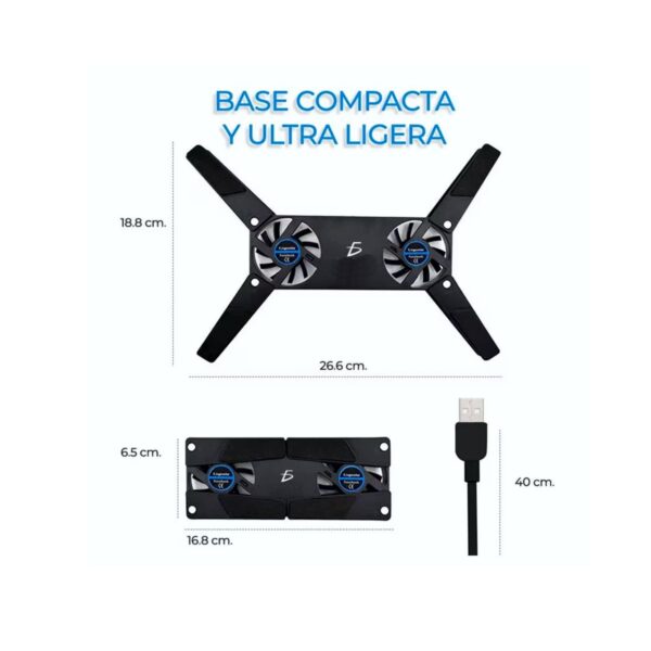 Soporte Base Plegable Con Ventilador USB Para Laptop