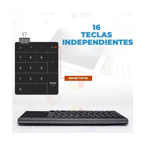 Teclado Portátil Inalámbrico 2.4G con Touchpad y Teclado Numérico