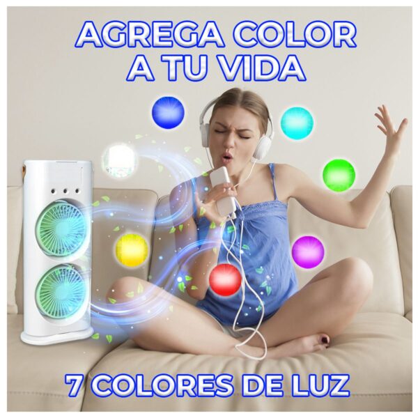 Ventilador De Torre Doble Con Nebulización Con Base Giratoria Y Control Remoto