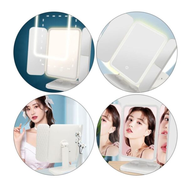 Espejo De Maquillaje Con Luz LED Y 3 Aumentos