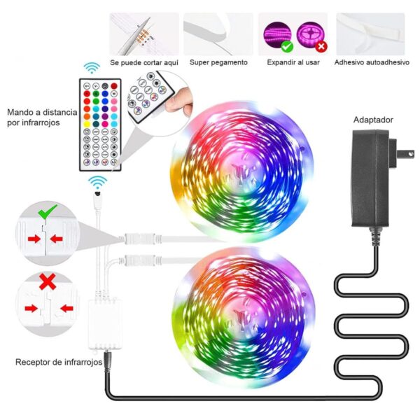 Tira De 30 Metros De Luces LED RGB Control por APP o IR