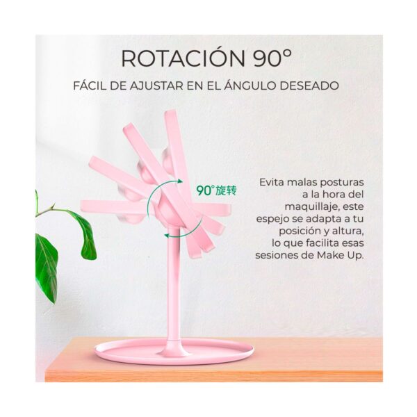 Espejo De Maquillaje Con Luz LED 3 Tonos Recargable