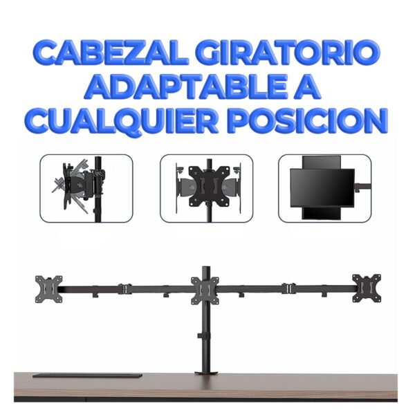 Soporte Articulado Para 3 Monitores de 14 a 27 Pulgadas