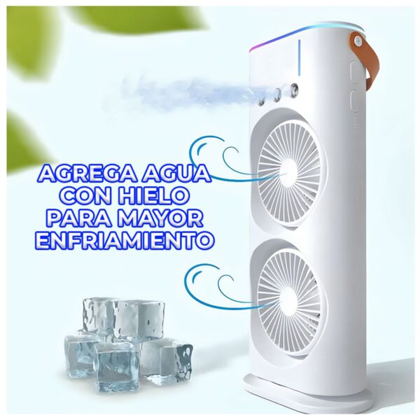 Ventilador De Torre Doble Con Nebulización Con Base Giratoria Y Control Remoto