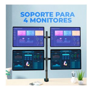 Soporte De Mesa o Escritorio Para 4 Monitores De 13 a 27 Pulgadas
