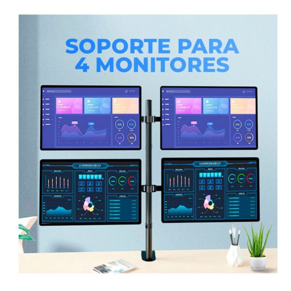 Soporte De Mesa o Escritorio Para 4 Monitores De 13 a 27 Pulgadas