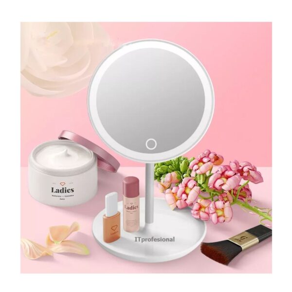 Espejo De Maquillaje Con Luz LED 3 Tonos Recargable