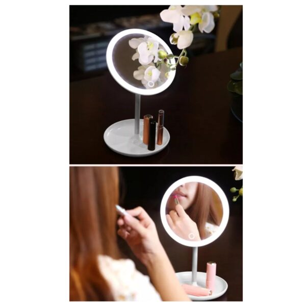 Espejo De Maquillaje Con Luz LED 3 Tonos Recargable