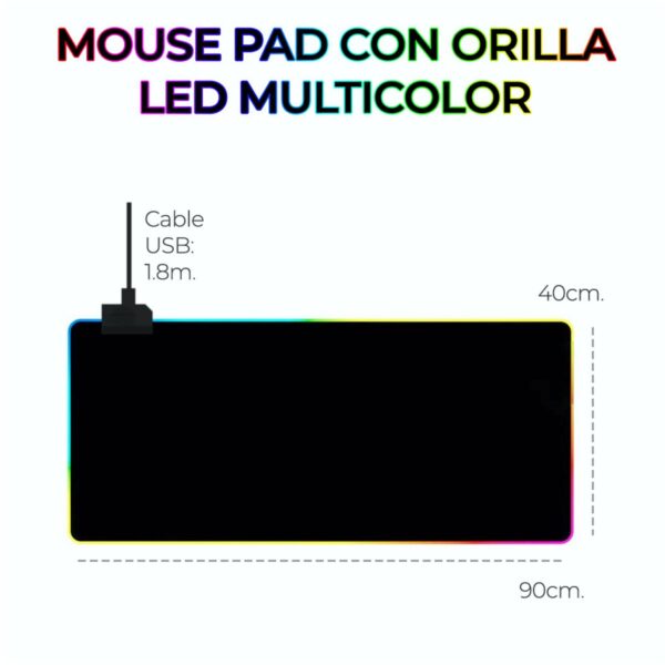 Mouse Pad Gamer Con Luz LED RGB Iluminado 90×40 CM Antideslizante