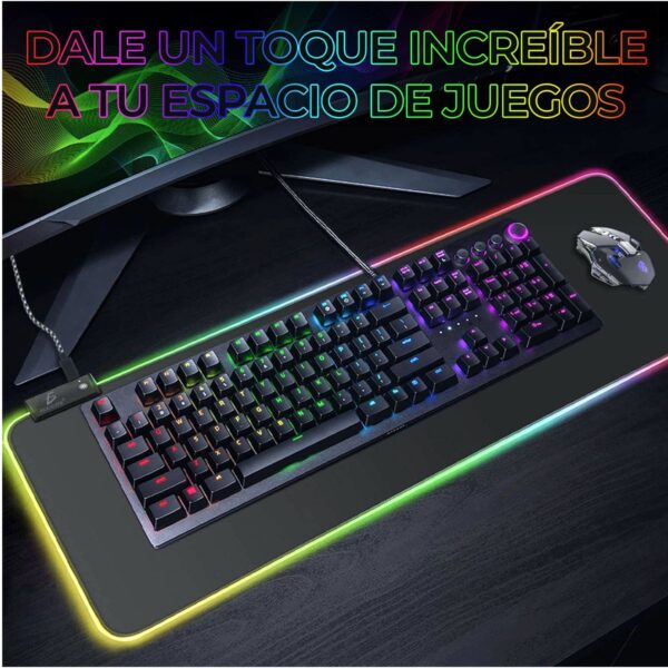 Mouse Pad Gamer Con Luz LED RGB Iluminado 90×40 CM Antideslizante