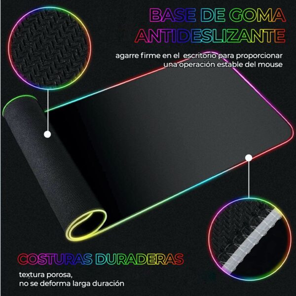 Mouse Pad Gamer Con Luz LED RGB Iluminado 90×40 CM Antideslizante